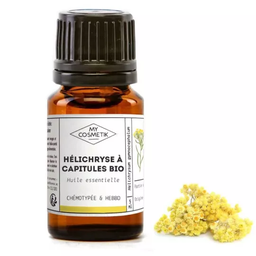 Organic helichrysum essential oil with flower heads
